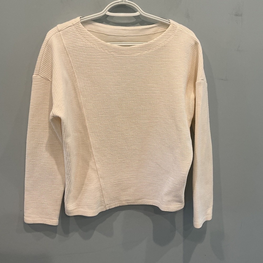 Maeve Anthropologie Women Ribbed Boat Neck Cotton Top XS White Boho Fall Capsule